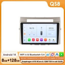 Hizpo Android 14 Car Radio For Toyota Corolla Verso AR10 2004 - 2009 Multimedia Video Auto Carplay Player GPS 360 Camera DSP GPS