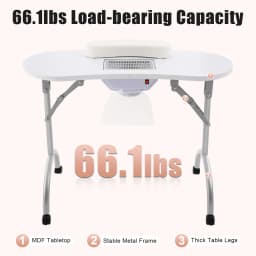 Folding Manicure Table Manicure Table with Suction 90 x 40 x 72.5 cm with Drawer Portable Nail Table Nail Care