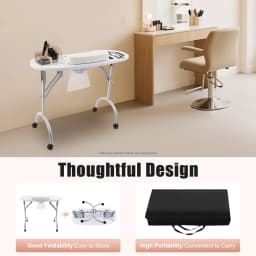 Folding Manicure Table Manicure Table with Suction 90 x 40 x 72.5 cm with Drawer Portable Nail Table Nail Care