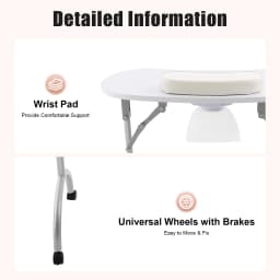 Folding Manicure Table Manicure Table with Suction 90 x 40 x 72.5 cm with Drawer Portable Nail Table Nail Care