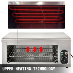 SucceBuy Electric Salamander Oven Adjustable Grid Kitchen Appliance Stainless Steel Broiler for Pizza Roast Chicken Commercial