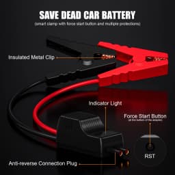 POVASEE Car Jump Starter Power Bank 5000A Jump Starter up to All Gas or 10L Diesel with LCD Display USB Outputs for 12V Vehicles