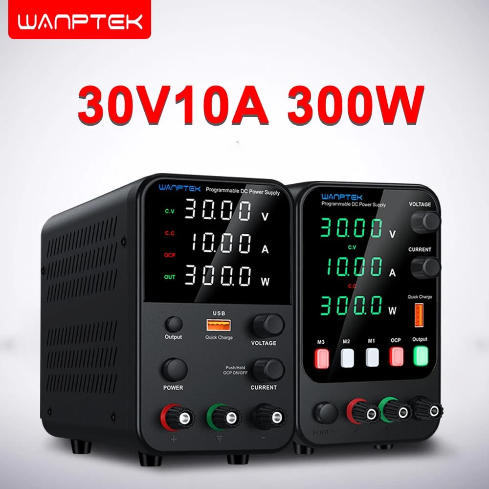 Wanptek DC Laboratory Power Supply Adjustable 30V 10A 60V 5A 120V 3A with USB Fast Charging Bench Power Supplies