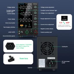 Wanptek DC Laboratory Power Supply Adjustable 30V 10A 60V 5A 120V 3A with USB Fast Charging Bench Power Supplies