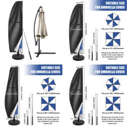 210D Umbrella Cover Patio Waterproof Market Parasol Covers with Zipper for 9-13ft Outdoor Cantilever Offset Umbrellas Rain Cloth