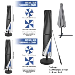 210D Umbrella Cover Patio Waterproof Market Parasol Covers with Zipper for 9-13ft Outdoor Cantilever Offset Umbrellas Rain Cloth