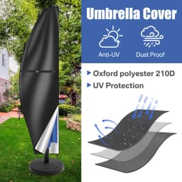 210D Umbrella Cover Patio Waterproof Market Parasol Covers with Zipper for 9-13ft Outdoor Cantilever Offset Umbrellas Rain Cloth