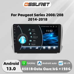 Androd 13 Car radio GPS Stereo For Peugeot 208 2008 2014-2018 multimedia video player 4G Autoradio Carplay 2din Head Unit Screen