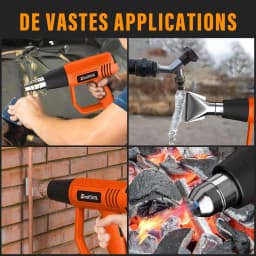 BRIEFNESS Hot Air Gun Fast Heating Paint Removal PVC Reduction 2000W Variable Temperature 60°C - 600°C 2 Air Speeds 4 Nozzles