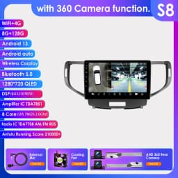 OSSURET 2Din Android13 Car Radio For Honda Accord 8 2008-2012 Car Multimedia GPS Carplay Intelligent Screen autoradio 360Camera