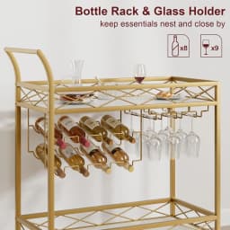 2-level kitchen serving trolley with wheels bar trolley with wine shelf kitchen shelf steel frame industrial design