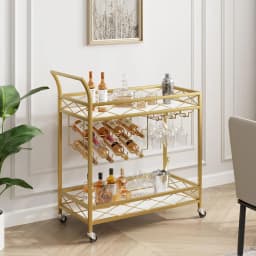 2-level kitchen serving trolley with wheels bar trolley with wine shelf kitchen shelf steel frame industrial design