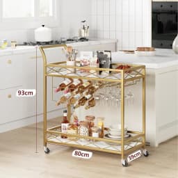 2-level kitchen serving trolley with wheels bar trolley with wine shelf kitchen shelf steel frame industrial design