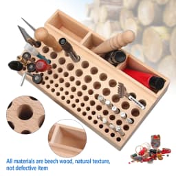 98 Holes Wooden Professional Leather Craft Tool Holder Rack Stand with 3 Slot for Leather Working Making Punch Tools Organizer