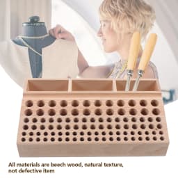 98 Holes Wooden Professional Leather Craft Tool Holder Rack Stand with 3 Slot for Leather Working Making Punch Tools Organizer