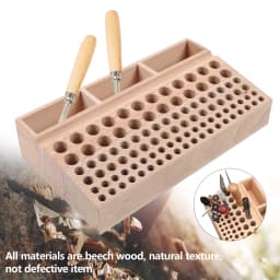 98 Holes Wooden Professional Leather Craft Tool Holder Rack Stand with 3 Slot for Leather Working Making Punch Tools Organizer