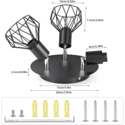 LED Ceiling Spotlight 3/4/6 Bulb Round Black 350° Ceiling Spotlight E14 Ceiling Light Spotlight Swivelling Ceiling Spotlight