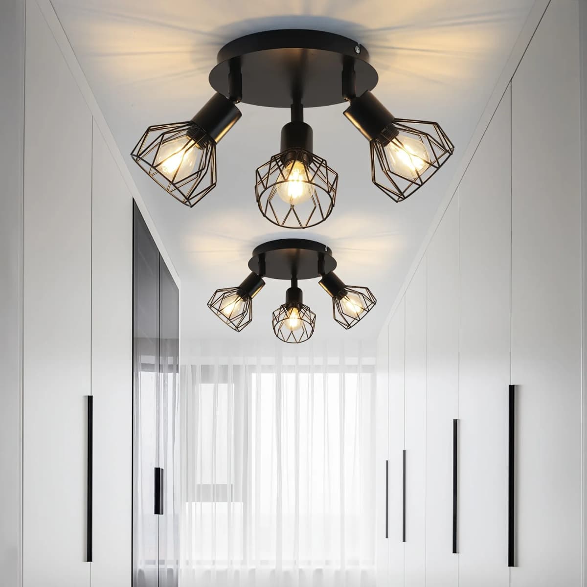LED Ceiling Spotlight 3/4/6 Bulb Round Black 350° Ceiling Spotlight E14 Ceiling Light Spotlight Swivelling Ceiling Spotlight