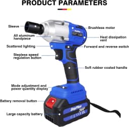 21V Electric Screwdriver Cordless Drill Impact Wrench Battery Impact Wrench 420NM Screwdriver 3IN1 Impact Brushless Wrench Tool