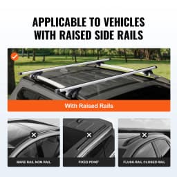 SucceBuy Universal Roof Rack Cross Bars Aluminum Roof Rack Crossbar Fit Raised Side Rail 90KG Load Capacity Adjustable Crossbars