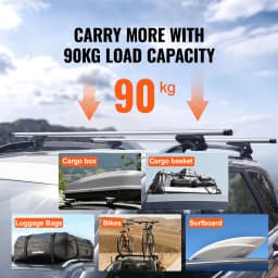 SucceBuy Universal Roof Rack Cross Bars Aluminum Roof Rack Crossbar Fit Raised Side Rail 90KG Load Capacity Adjustable Crossbars