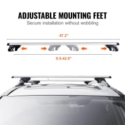 SucceBuy Universal Roof Rack Cross Bars Aluminum Roof Rack Crossbar Fit Raised Side Rail 90KG Load Capacity Adjustable Crossbars