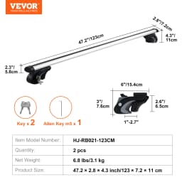 SucceBuy Universal Roof Rack Cross Bars Aluminum Roof Rack Crossbar Fit Raised Side Rail 90KG Load Capacity Adjustable Crossbars