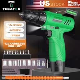 Tegatok Power Drill Cordless, 12V Cordless Drill with Battery and Charger, Electric Drill with Variable Speed and 18+1 Torque S