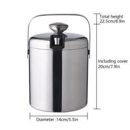 Stainless Steel Ice Cube Glue Ice Bucket Ice Cube Container with Lid and Pliers 1300ML Double Wall Insulated Silver