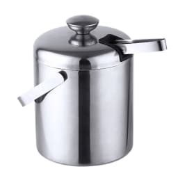 Stainless Steel Ice Cube Glue Ice Bucket Ice Cube Container with Lid and Pliers 1300ML Double Wall Insulated Silver