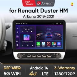 Junsun 10" Button Car Radio for Renault Duster 2019 GPS Multimedia Stereo BT FM RDS Wireless CarPlay for Apple Android Auto 4G