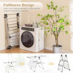 Folding laundry stand 2-stage dryer extendable stand dryer height adjustable with wings mesh fabric