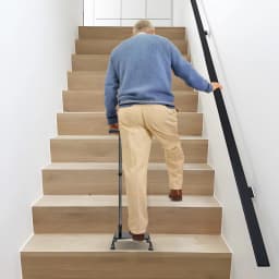 Large Pedal Stairs Cane Half Step Height Adjustable 2-in-1 Non-slip Walking Stick for Elderly