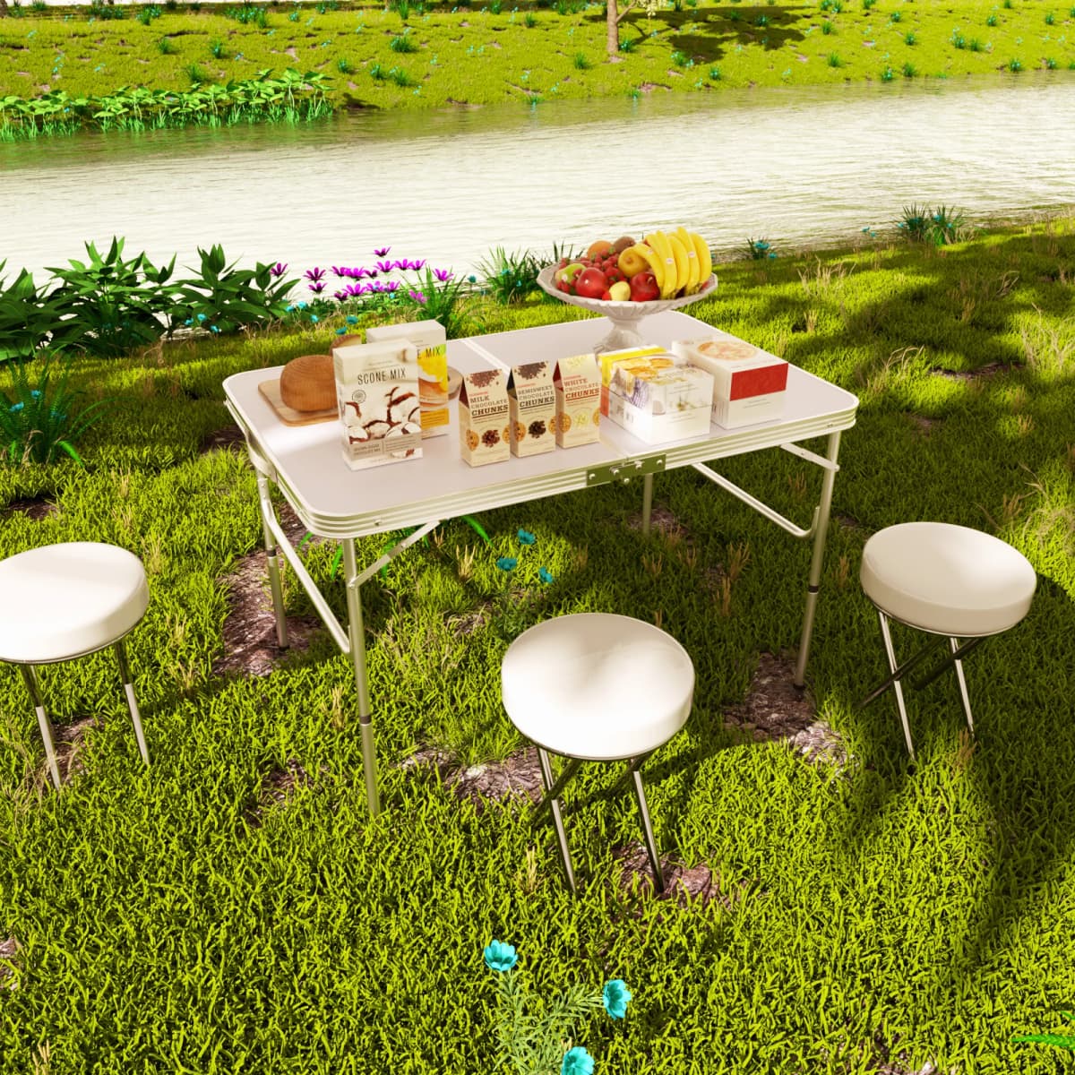 Picknick Klapptisch Aluminium Faltbare Einstellbare Tragbare Weiße Camping Tisch mit Griff Outdoor Tisch 90x60x37/67cm