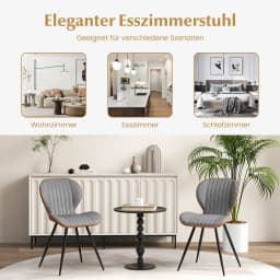Set of 2 dining chairs, padded accent chairs with curved back & adjustable footpads, modern leisure chair with