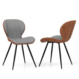 Set of 2 dining chairs, padded accent chairs with curved back & adjustable footpads, modern leisure chair with