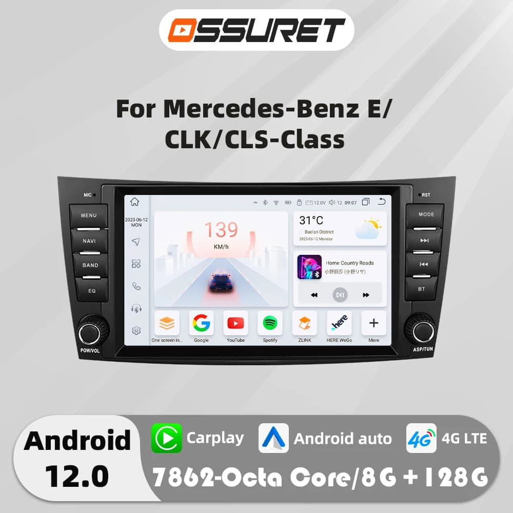 4G Carplay Android Autoradio For Benz E-Class W211 2002-2009 CLS-CLK-G-Class W463 W209 W219 multimedia Video player GPS Stereo