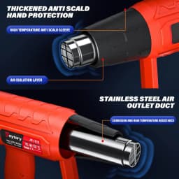 BRIEFNESS Cord Loose Handheld Heat Gun Hot Air Paint Overload Protection and 4 Nozzle Attachments RED-BLACK