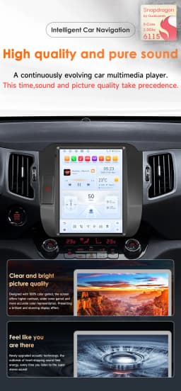 9.7" Hizpo Android Car Radio for KIA Sportage 3 2011 - 2016 Tesla Style Screen GPS RDS DSP 4G BT CarPlay Snapdragon 6115 360CAM