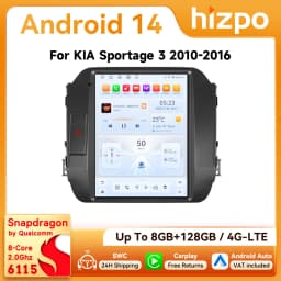 9.7" Hizpo Android Car Radio for KIA Sportage 3 2011 - 2016 Tesla Style Screen GPS RDS DSP 4G BT CarPlay Snapdragon 6115 360CAM