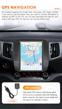 9.7" Hizpo Android Car Radio for KIA Sportage 3 2011 - 2016 Tesla Style Screen GPS RDS DSP 4G BT CarPlay Snapdragon 6115 360CAM