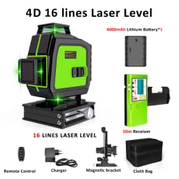 Clubiona 16 lines professional Super powerful Green Beams Laser Level With 1pcs battery and receiver