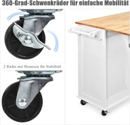 Kitchen Carts Rollable Kitchen Island with towel holder Wood Kitchen wardrobe serving trolley Kitchen Island Cart Microwave Cart