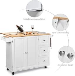Kitchen Carts Rollable Kitchen Island with towel holder Wood Kitchen wardrobe serving trolley Kitchen Island Cart Microwave Cart