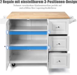 Kitchen Carts Rollable Kitchen Island with towel holder Wood Kitchen wardrobe serving trolley Kitchen Island Cart Microwave Cart