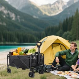Large Collapsible Garden Camping Trolley Cart Outdoor Strong Load-bearing Beach Wagon Utility Carts With Wheels and Handle