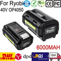 For Ryobi Battery 40V OP4050 6000mAh Lithium-ion Battery Replacement Battery For Ryobi OP4050 OP4060 Series Lawn Mowers Tool