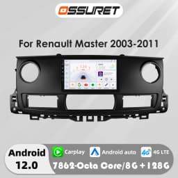 4G Carplay Android 12 Autoradio for RENAULT MASTER 2003-2011 multimedia player GPS navi Stereo 2DIN Head Unit Touch Screen SWC
