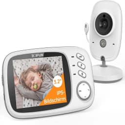 Boifun Baby Monitor with Camera, Surveillance with 3.2 Inch Digital LCD Screen Wireless, VOX, Night Vision,Temperature Monitor