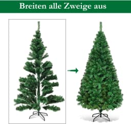180cm Artificial Christmas Tree Fir Tree with Metal Stand, Christmas Tree PVC Needles Art Tree Green